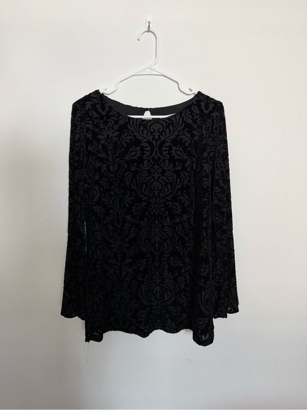 ECI black velvet long sleeve top/mini dress